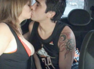 teens kissing in the taxi cab spy cam shoot